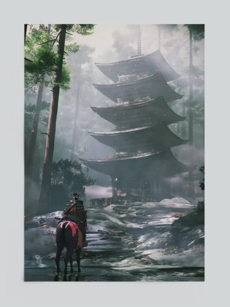 Ghost of Tsushima Japanese Art Style Gaming Poster