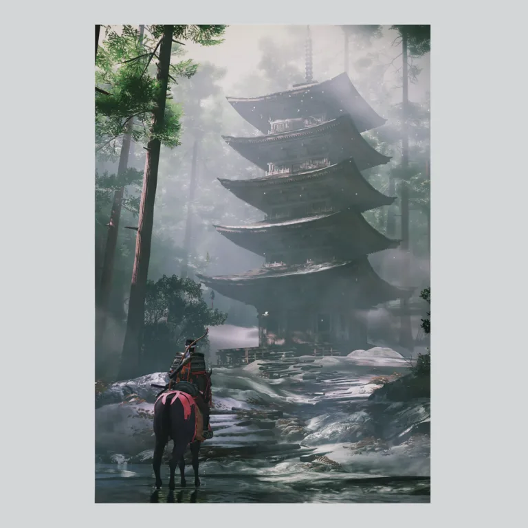 Ghost of Tsushima Japanese Art Style Gaming Poster