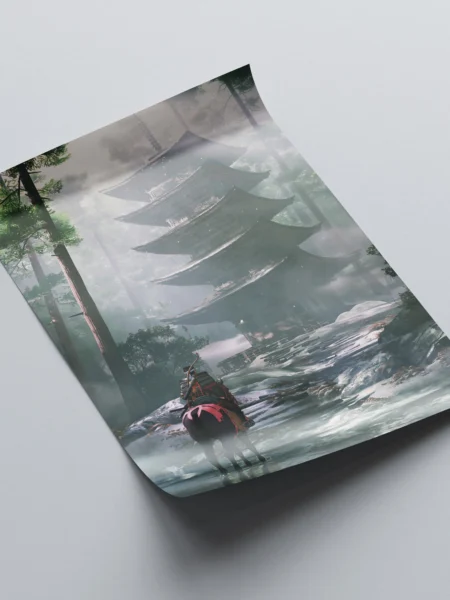 smpos131 ghost of tsushima japanese art style gaming poster product rollover