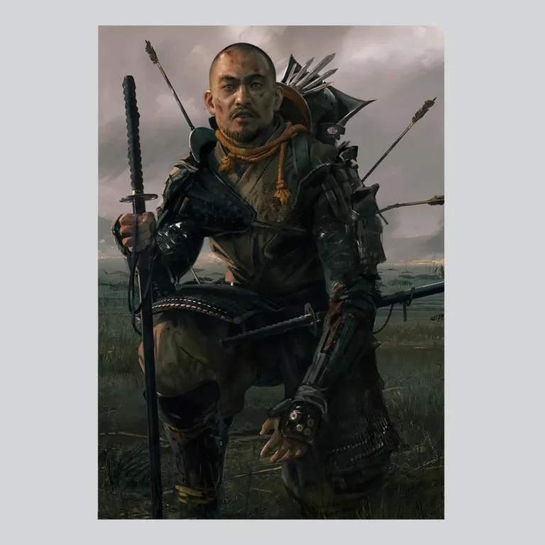Ghost of Tsushima Traditional Ink Art Gaming Poster