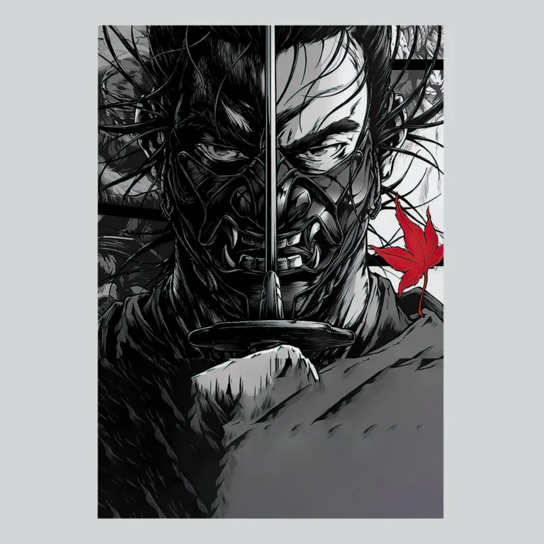 Ghost of Tsushima Jin Sakai Comic Style Action Poster