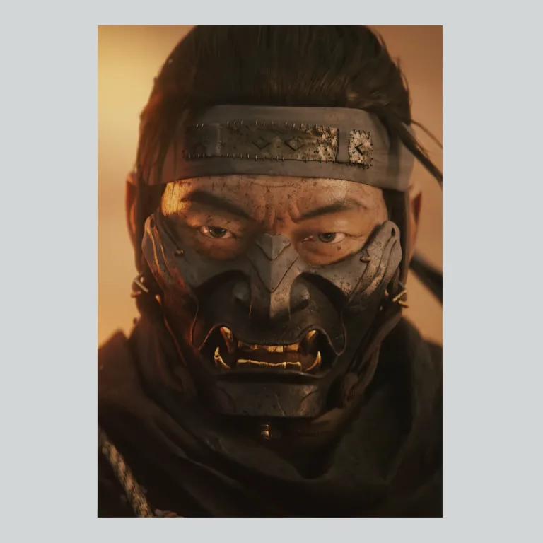 Ghost of Tsushima Jin Sakai Oni Mask Dark Art Poster