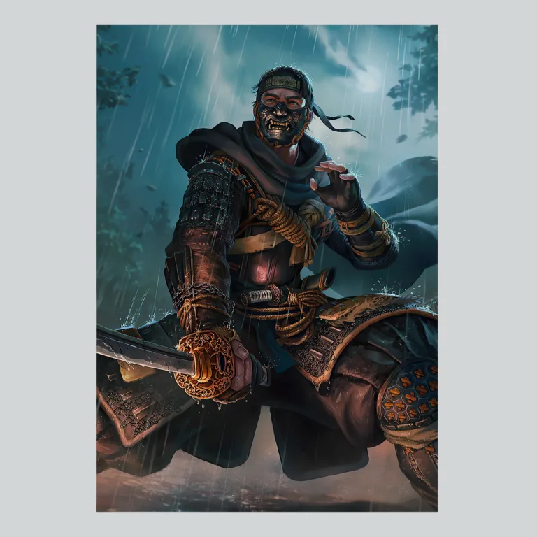 Ghost of Tsushima Masked Warrior Art Poster