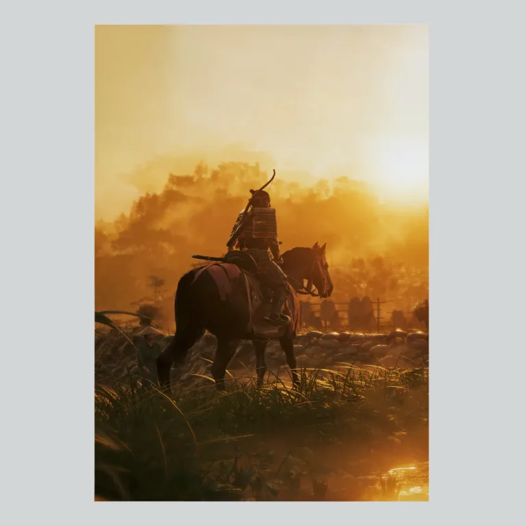 Ghost of Tsushima Feudal Village Scene Poster