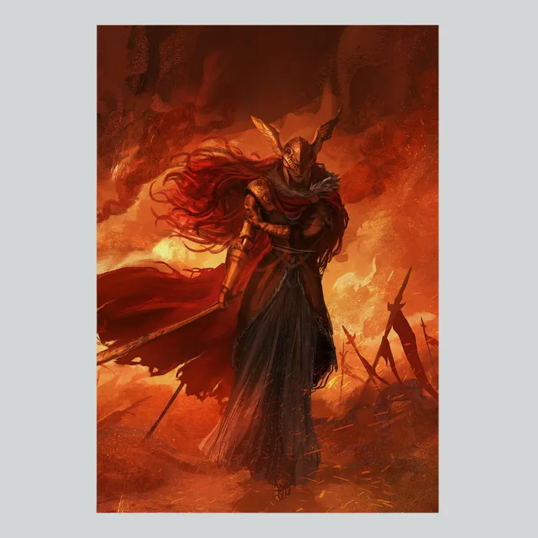 Elden Ring Malenia Scarlet Rot Warrior Art Poster