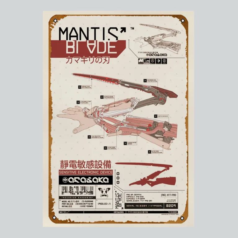 Cyberpunk 2077 Arasaka Corp Mantis Blades Tech Poster