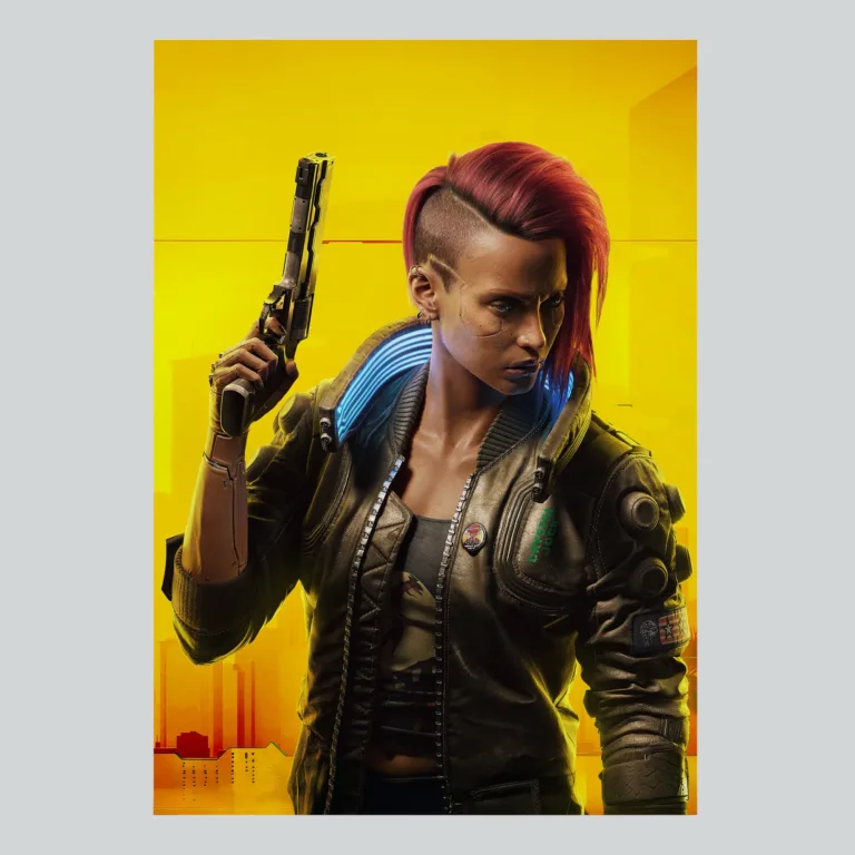 Cyberpunk 2077 Female V Protagonist Action Portrait Poster