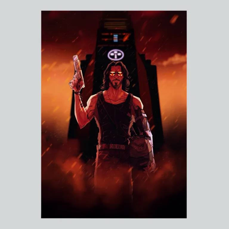 Cyberpunk 2077 Johnny Silverhand Keanu Reeves Character Poster