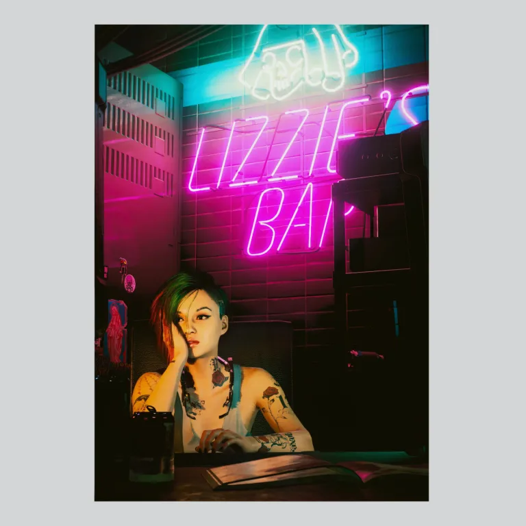 Cyberpunk 2077 Judy Alvarez Lizzie's Bar Scene Poster