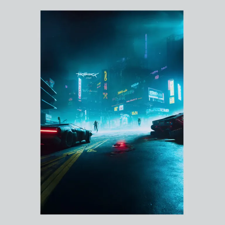 Cyberpunk 2077 Night City Streets Dystopian Art Poster