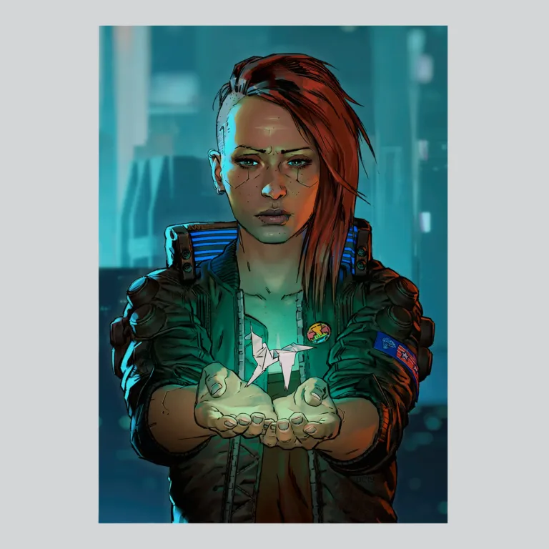 Cyberpunk 2077 Origami Unicorn Reference Art Poster