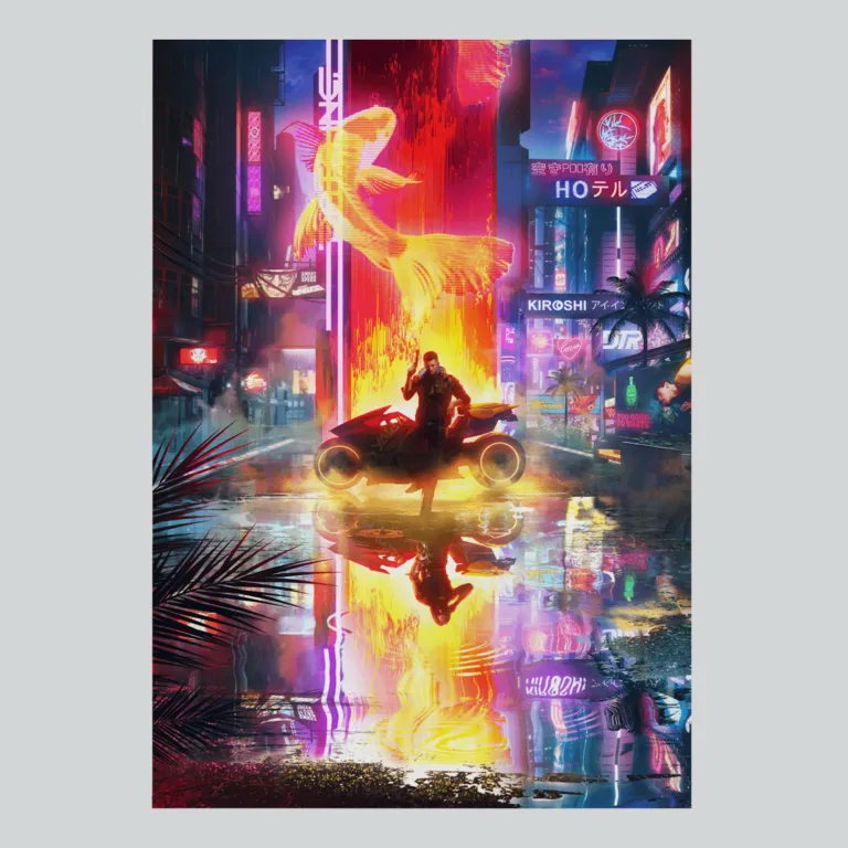 Cyberpunk 2077 Male V Mirror Reflection Art Poster