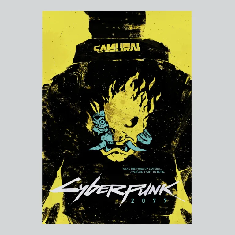 Cyberpunk 2077 Samurai Band City Burning Art Poster