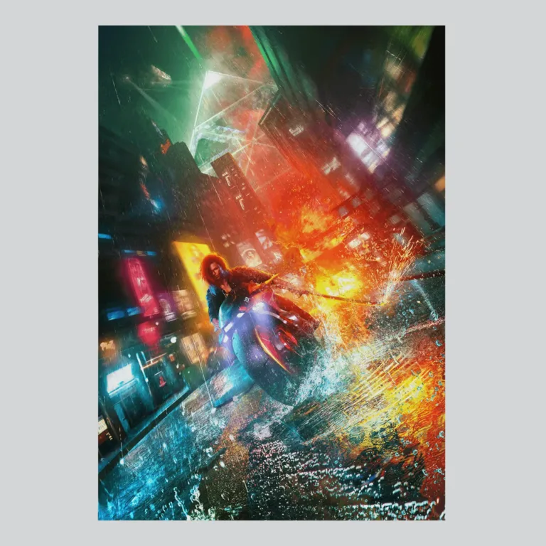 Cyberpunk 2077 Dogtown High-Speed Chase Art Poster