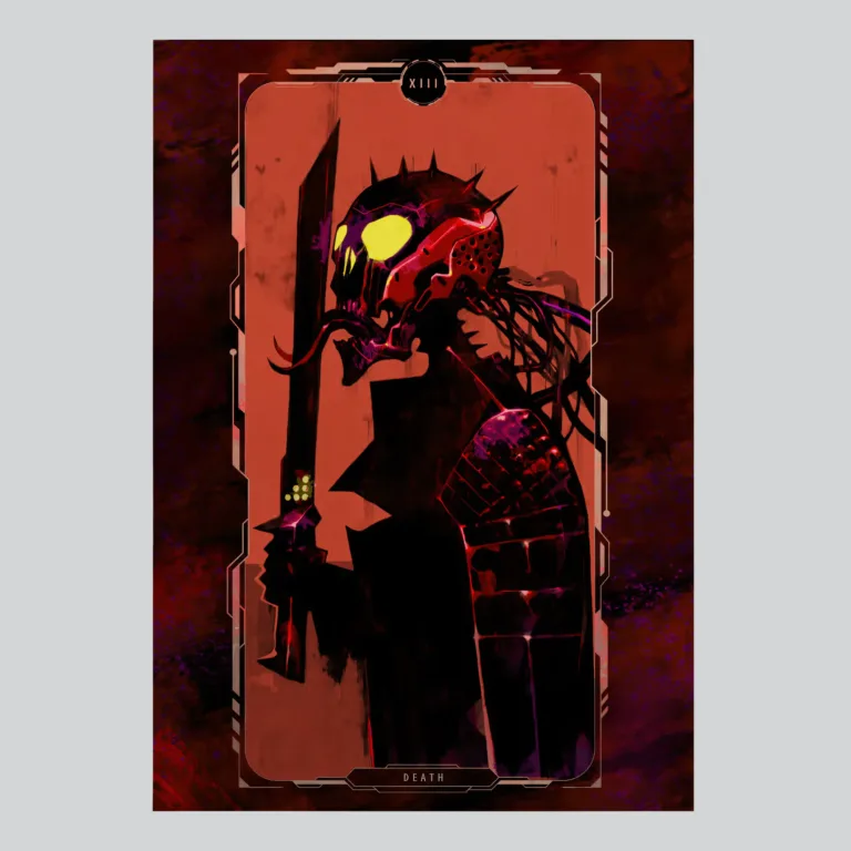Cyberpunk 2077 Death Tarot Card Mystical Art Poster