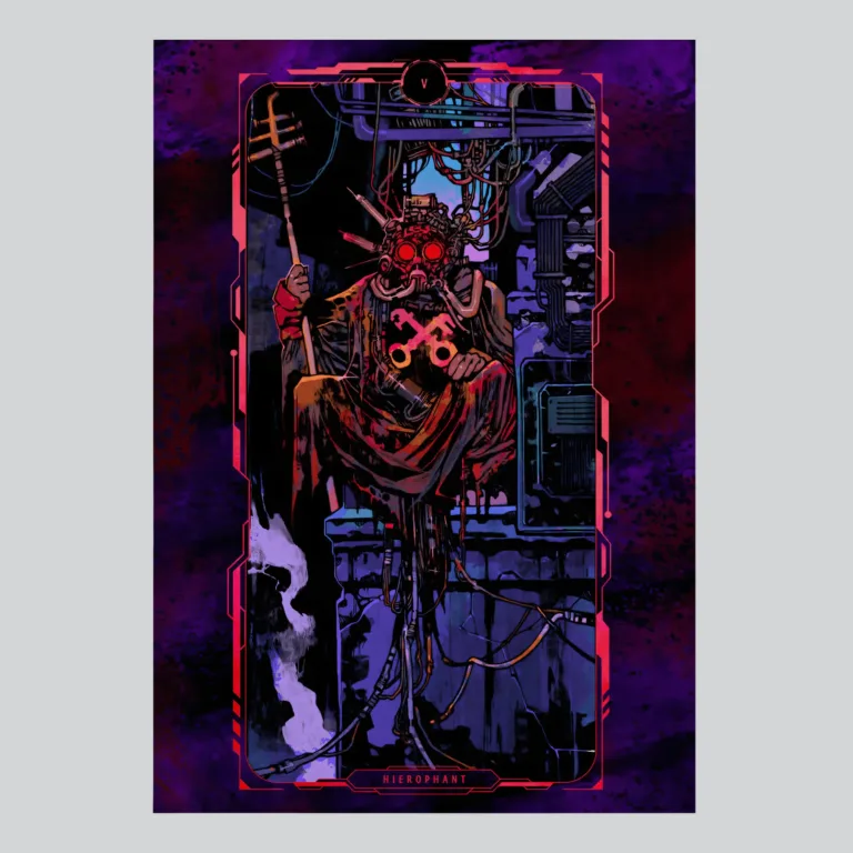 Cyberpunk 2077 The Hierophant Tarot Art Poster