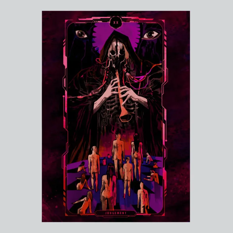 Cyberpunk 2077 Judgment Tarot Card Art Poster