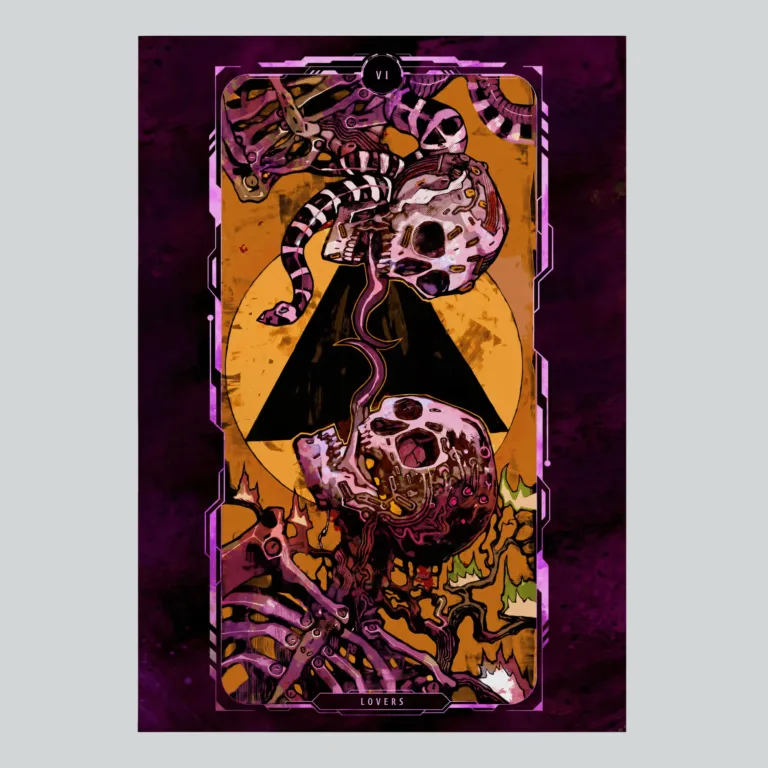 Cyberpunk 2077 The Lovers Tarot Card Art Poster