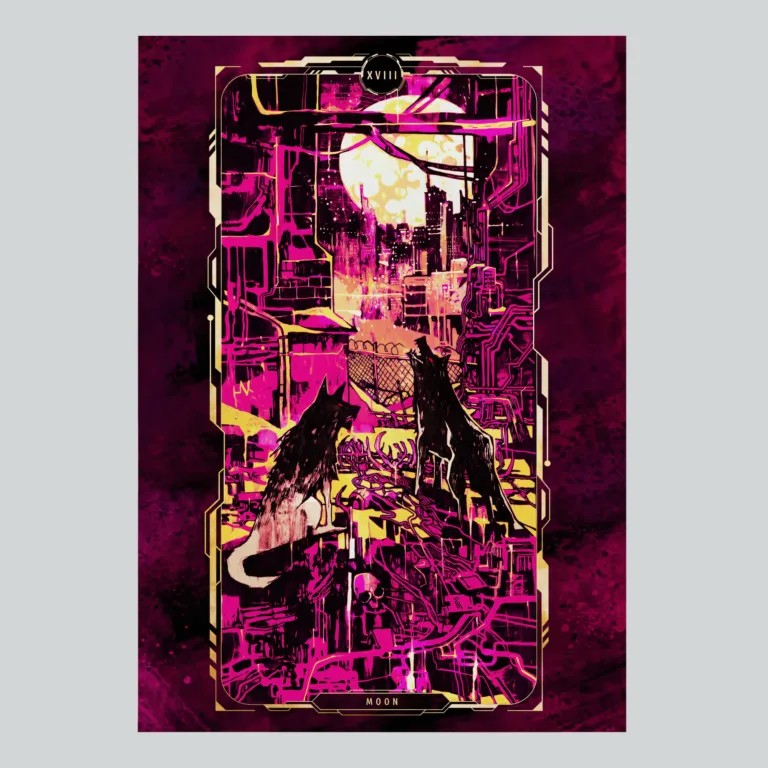Cyberpunk 2077 The Moon Tarot Card Art Poster