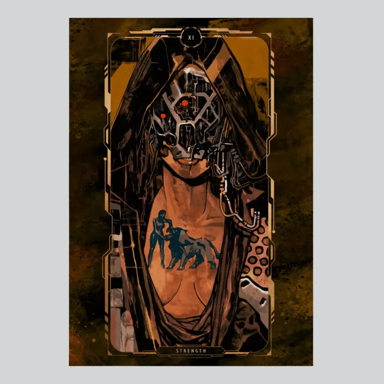 Cyberpunk 2077 Strength Tarot Card Art Poster