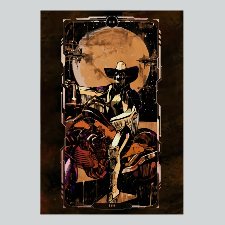 Cyberpunk 2077 The Sun Tarot Card Art Poster