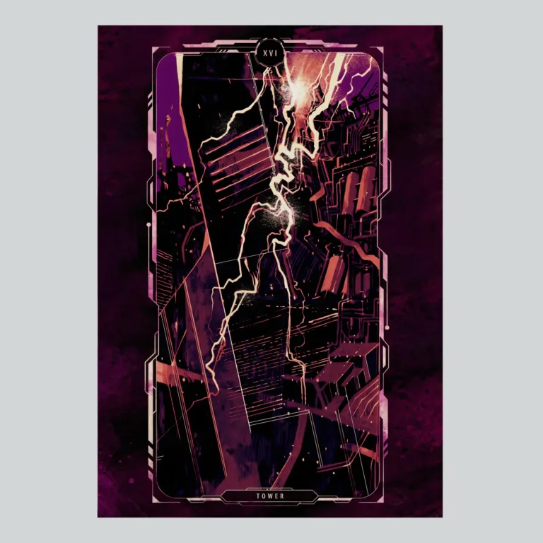 Cyberpunk 2077 The Tower Tarot Card Art Poster
