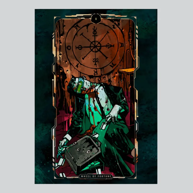 Cyberpunk 2077 Wheel of Fortune Tarot Art Poster