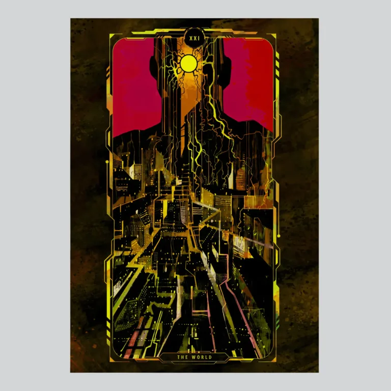 Cyberpunk 2077 The World Tarot Card Art Poster