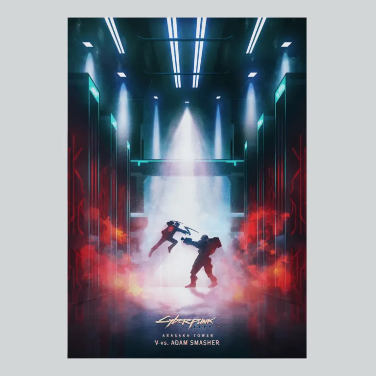 Cyberpunk 2077 V versus Adam Smasher Battle Poster