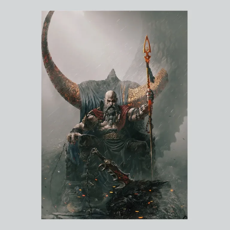 God of War Ragnarok Epic Battle Scene Poster